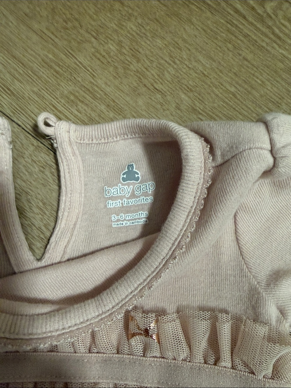 GAP Baby Pink Tulle Bodysuit with Bow Detail - Picture 2 of 3